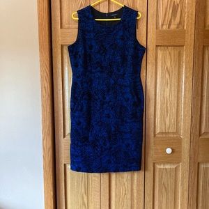 Lands’ End black and blue sleeveless dress, size 14.